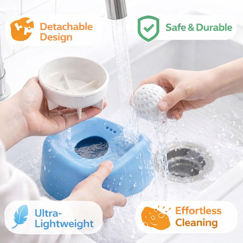 Lavaarite 3/4 Interactive Slow Feeder Dog Lick Bowl for Liquid Treats Spill-Proof Ball-in-Bowl Design for Anxiety