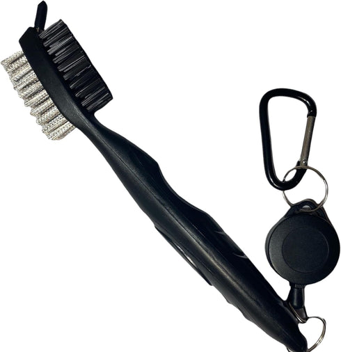 The Golfer's Workshop Golf Club Brush - 2 Ft Retractable Zip-line, Carabiner Clip, Groove Cleaner (Black)