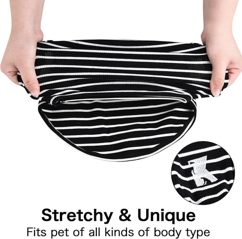 Koneseve Lightweight Stretchy Dog Shirt Vest, Soft Sleeveless Stripe Vests for Small Medium Large Dogs, 2 Pack Black +