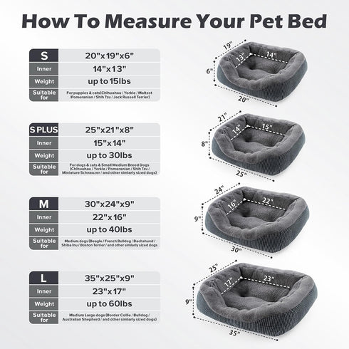 INVENHO Large Washable Dog Beds, Rectangle Orthopedic Bed for Large Dogs, Durable with Anti-Slip Bottom