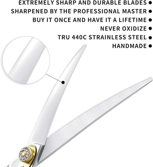 Dream Reach Professional Dog Grooming Scissors Kit, JP-440C Stainless Steel, Straight, Curved, Thinning/Blending Shears
