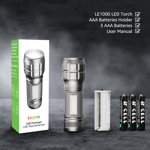 Lighting EVER LED Flashlights High Lumens, Small Flashlight, Waterproof, Adjustable Focus Flash Light for Outdoor