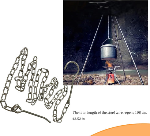 Stainless Steel Camping Tripod Board, Outdoor Cooking Tripod with Adjustable Chain for Hanging Cookware