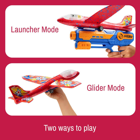 Set, (14+) JOYIN LED Foam Glider Airplane Launcher Included Light-Up Flying Planes and Handheld Launcher, Long Distance
