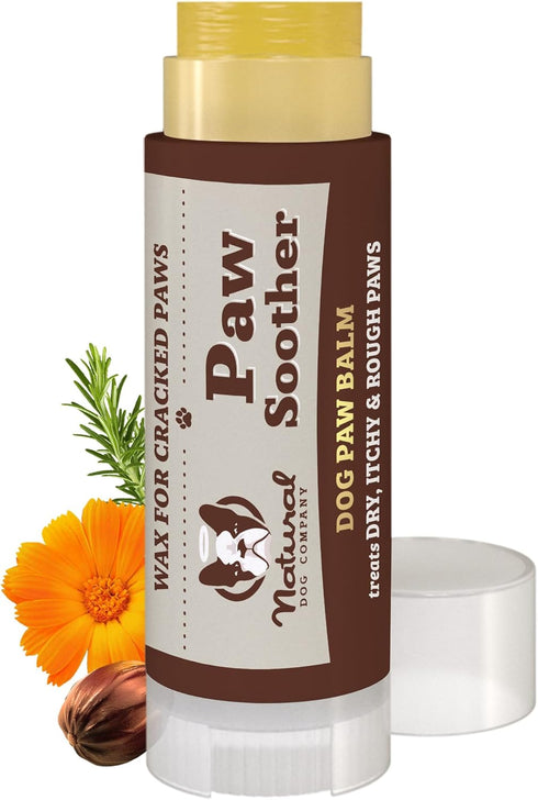 Natural Dog Company Paw Soother Balm for Dogs, 0.15 oz Stick, Organic Relief for Dry, Cracked Paws