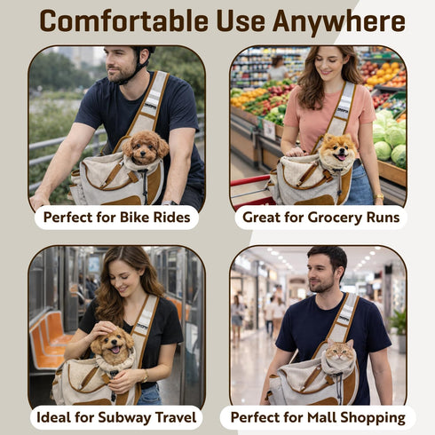 Zingaroo 10lbs Set Hands-Free Sling Pet Carrier for Cats and Small Dogs up to Travel Includes Foldable Water Bowl & ID