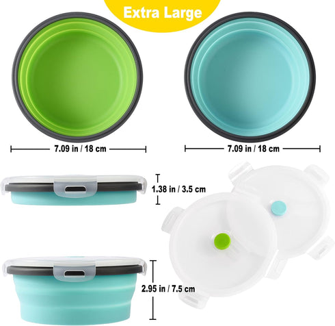 Large Collapsible Dog Bowls, 2 Pack 40 OZ Travel Dog Bowls with lids for Large Dogs, Foldable Silicone Dog Water Food Bowl, Lightweight Sturdy Leak Proof Dog Feeder for Outdoor Travel Camping Hiking