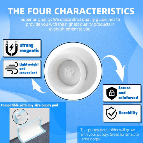 (4-Pack) Potty Training Pad Magnetic Holder Compatible with Any Size of Puppy Pee Pads Perfect for Leg-Lifting Marking