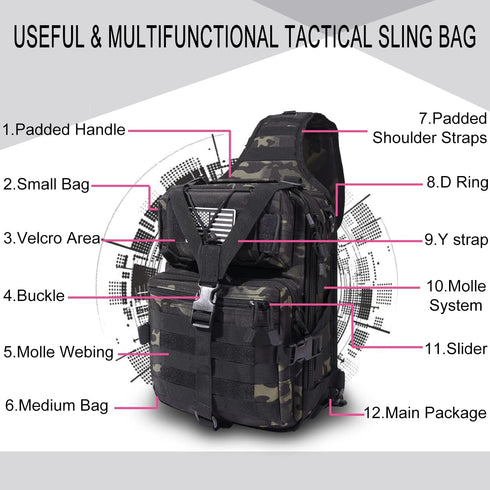 Pack Backpack HAOMUK Tactical Sling Bag Military Rover Shoulder Sling EDC Molle Assault Range Bag
