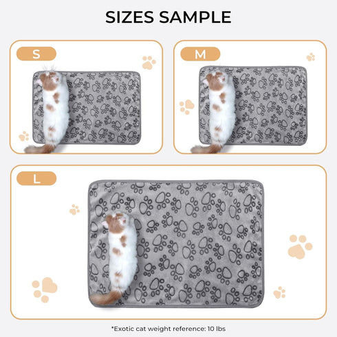 Luciphia 1 Pack of 3 Fluffy Premium Fleece Pet Blankets, Paw Printed Throw for Dogs and Cats, Grey