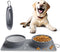 Collapsible Portable 2-in-1 Dog Bowl, Silicone Travel Food Water Bowl with Carabiner, Anti-Spill, Anti-Skid (Grey)