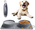 Collapsible Portable 2-in-1 Dog Bowl, Silicone Travel Food Water Bowl with Carabiner, Anti-Spill, Anti-Skid (Grey)