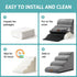 Dog Stairs for Couch or Low Bed, Small Dogs Ramp with Leakproof Fabric Cover, Non-Slip Foam Pet Steps, Grey, 3 Tiers