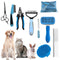 Dog Brush for Shedding - 9 PCS Pet Slicker Hair Brush Kit with Nail Clipper and File for All Dogs Cats, Blue