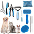 Dog Brush for Shedding - 9 PCS Pet Slicker Hair Brush Kit with Nail Clipper and File for All Dogs Cats, Blue