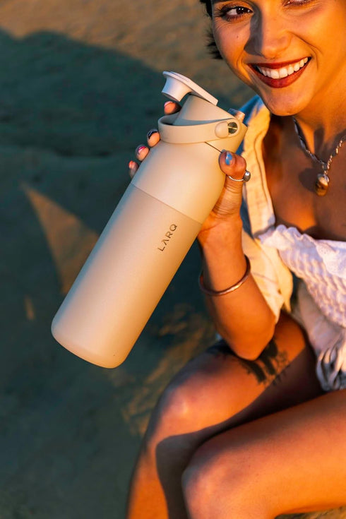 LARQ Bottle Swig Top 23oz, Insulated Stainless Steel Water Bottle with Built-In Handle, Mojave Dune