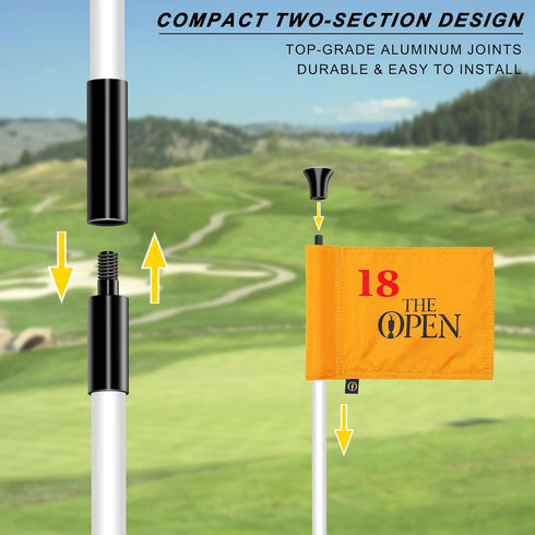 Golf Flagpole - Detachable Design with Ball Retrieval Base - Perfect for Backyard Practice Putting Green, Country Club,