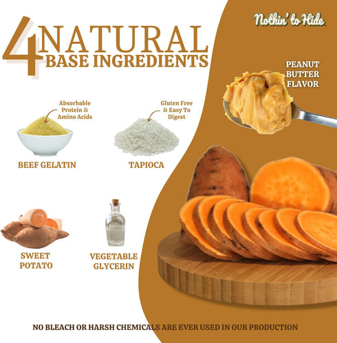 Fieldcrest Farms Nothin to Hide Flip Chips Dog Chews - All Natural Rawhide Alternative, Chicken, Beef or Peanut Butter