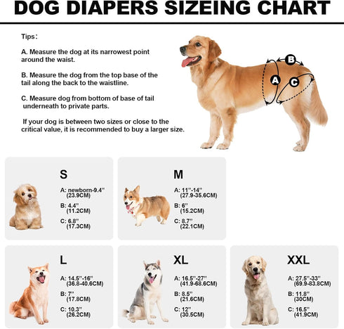 Pack 3, Reusable Dog Diapers Female Washable, Premium Doggie Diaper for Dogs, of Highly Absorbent Small Dog Diaper