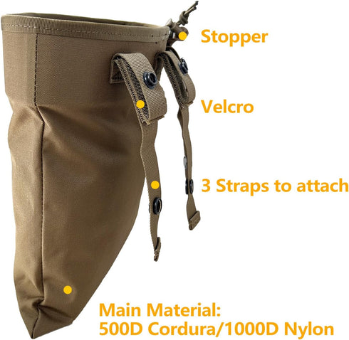 Tactical Foraging Bag, Lightweight Molle Roll Up Dump Pouch, 500D Nylon Collection Mag Pouch for Hiking