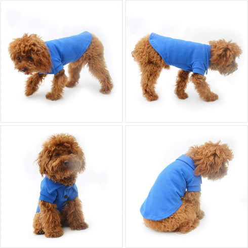 lovelonglong Basic Dog Polo Shirts, Premium Cotton T-Shirts for Large Medium Small Dogs, Blue S