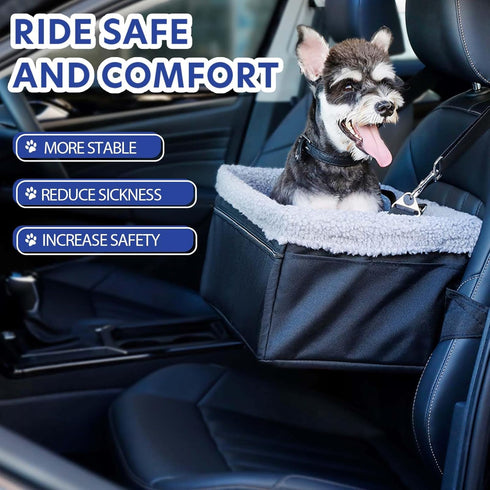 20lbs, Dog Car Seat for Small Pets Under Booster Seat with Metal Frame, Double-Layer Oxford Fabric, Safety Leash