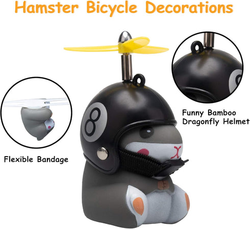 wonuu Cute Duck Bike Bell with Light and Hamster Bicycle Horn, Dashboard Decoration Toy for Motorcycle