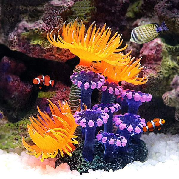 TOPINCN Artificial Coral, Luminous Silicone Coral Sea Anemone for Fish Tank Landscape