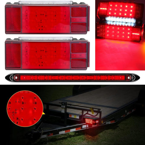 IP68 13.7 inch 3rd LIMICAR Boat Trailer Lights, Submersible LED Trailer Light Kit w/Wring Harness, LED Trailer Marker