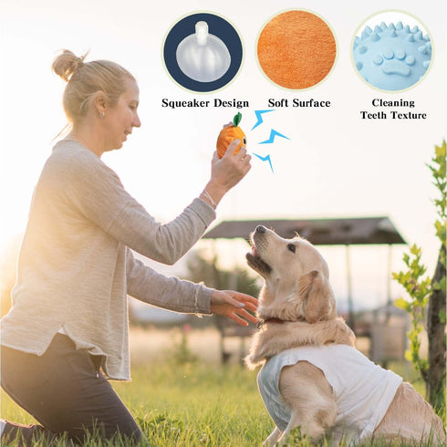 MewaJump Squeaky Dog Toys with Ball - 3-in-1 Plush Cute Dog Chew Toy for Teeth Cleaning, Puppy Enrichment for Small and