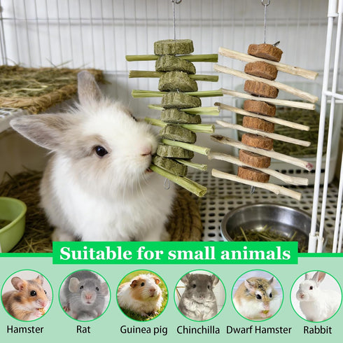 Jwizyotr 2 Chinchillas Rabbit Chew Toys for Teeth PCS Guinea Pig Chews Treats Rat Cage Accessories with Papaya Stems