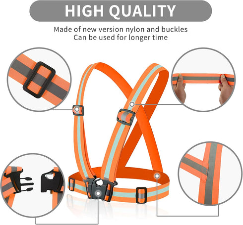 Reflective Running Vest with Safety Straps, High Visibility Reflector