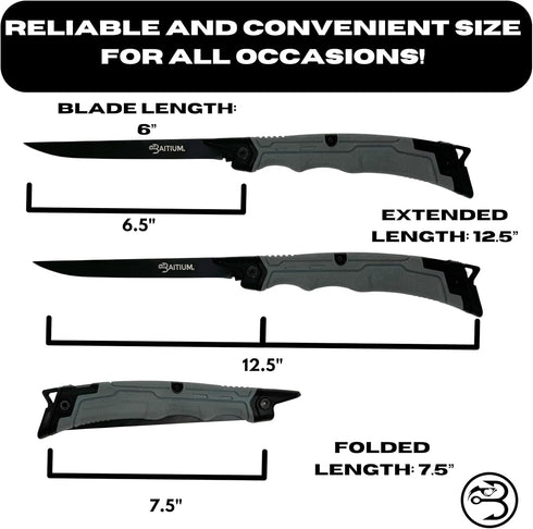 Folding Fillet Knife, 6 Inch Boning Knife, Collapsible Fishing Knife for Meat Cutting, Fishing Gear and Equipment