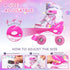 4 Nattork Girls Roller Skates for Kids, Size Adjustable Rainbow Quad Skates with All Light Up Wheels - Best Birthday