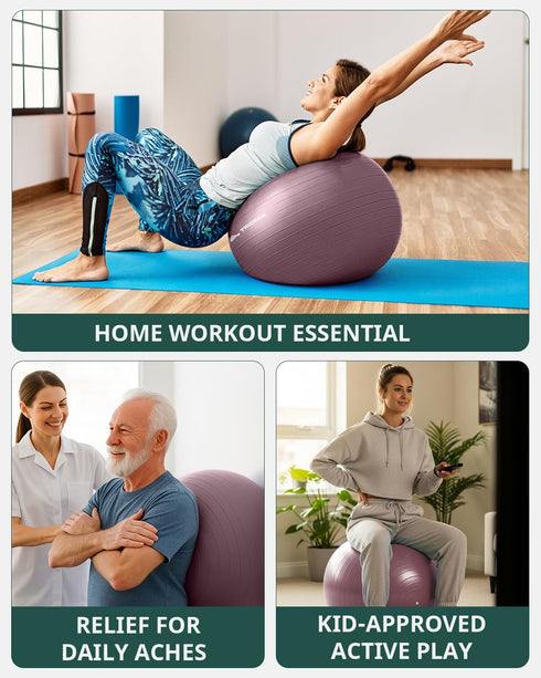 Trideer Exercise Ball Yoga Ball,Office Seating & Balance Ball Chair, Stability Ball for Pilates, Physical Therapy,Core