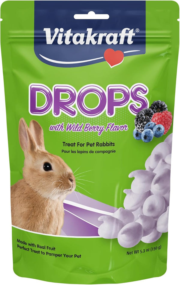 Vitakraft Drops Rabbit Treats with Wildberry Flavor 5.3 oz Delicious Yogurt-Based Snacks