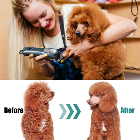 BESTBOMG Professional Dog Grooming Clippers, Low Noise, High Power, Cordless Pet Shaver for Small & Large Dogs