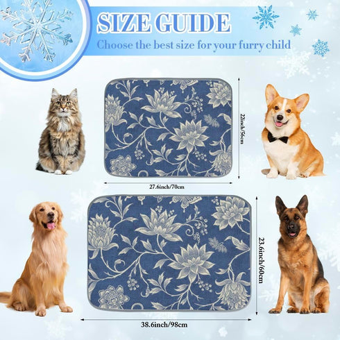 Generic 28" X22" Dog Cooling Mat Outdoor Ice Silk Cooling Mat for Dogs Large White Butterflies Large Dog Bed Washable