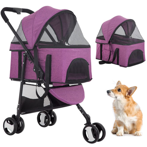 BestPet 3-Wheels Premium 3-in-1 Multifunction Pet Stroller for Medium Small Dogs &