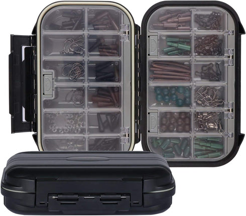 Goture Small Tackle Box, Waterproof Fishing Lure Boxes, 2-Sided Adjustable Small Plastic Case Storage Containers (Black)