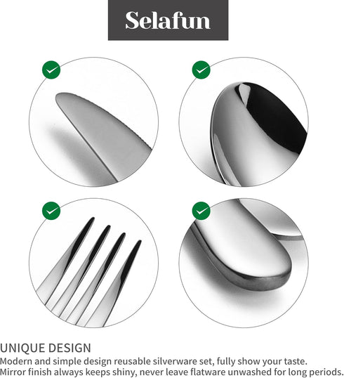 Travel Cutlery Set with Case, Portable 4-Piece Stainless Steel Utensils for Camping, Hiking, Picnic