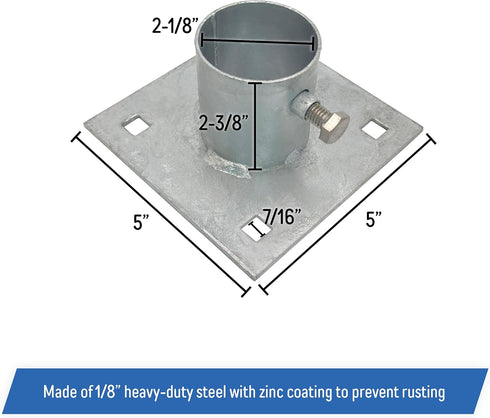 A.A 5" 5" Stationary Dock Base Plate Hardware, x - Heavy-Duty Galvanized Steel