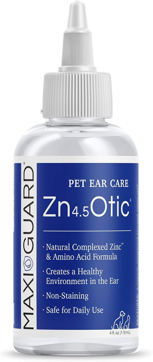 Pet Ear Care Zn4.5 Otic for Dogs, Cats, Exotics, Companion Animals (4oz), Blue/White