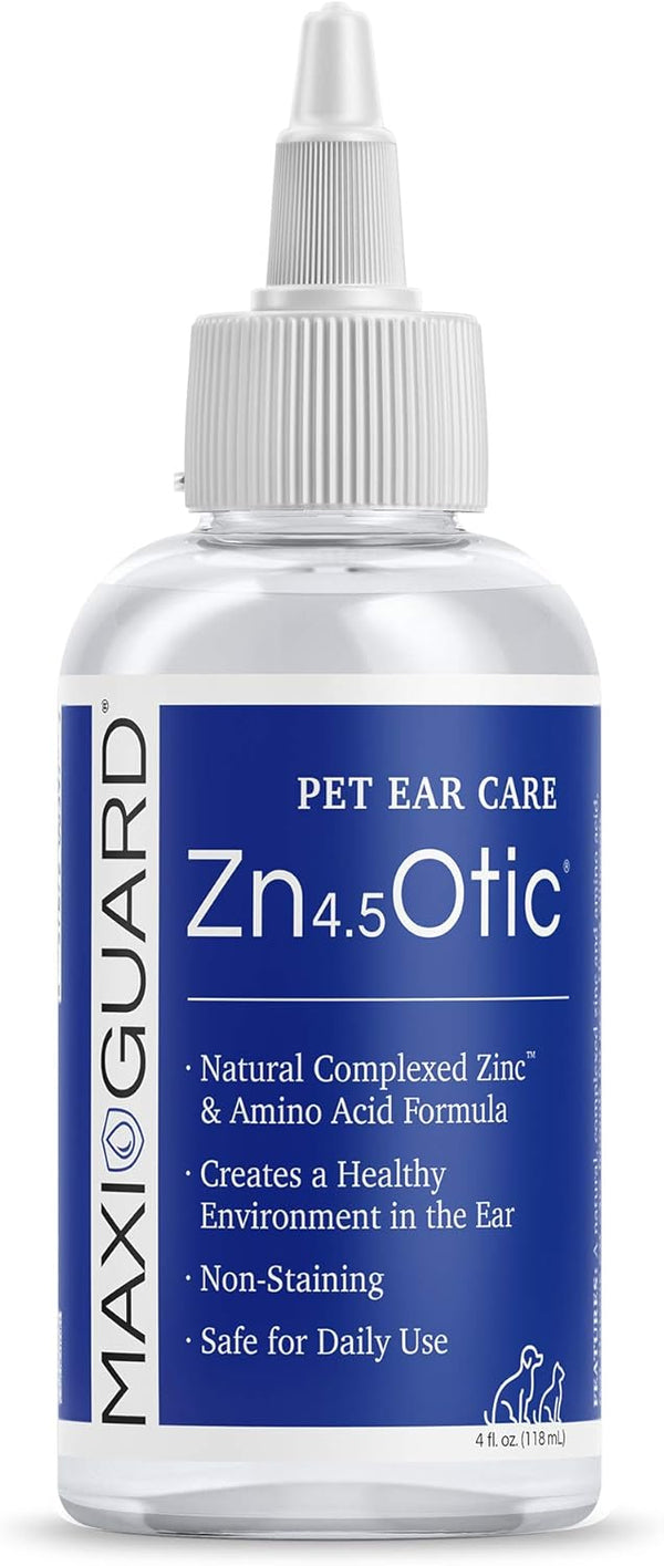 Pet Ear Care Zn4.5 Otic for Dogs, Cats, Exotics, Companion Animals (4oz), Blue/White