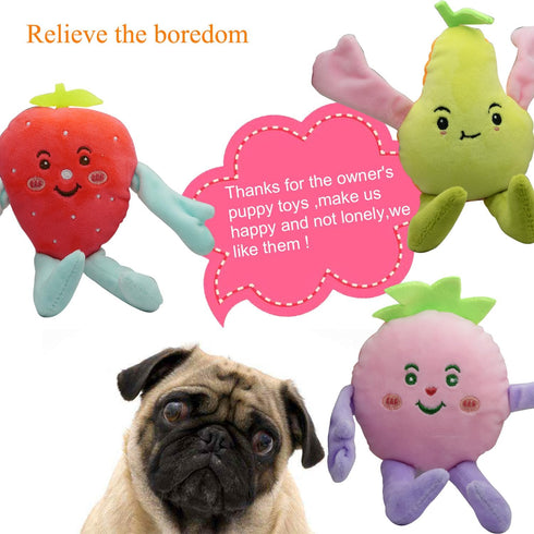 Cute Carrot Fruits Dog Squeaky Toys, Dog Toy for Pet Puppy Small Dog - Pack of 13