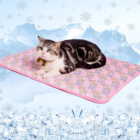 SEIS Dog Ice Pad, Ice Silk Cats Kennel Mat, Pet Cooling Pad Summer Cool Bamboo Mat (Pink, S)