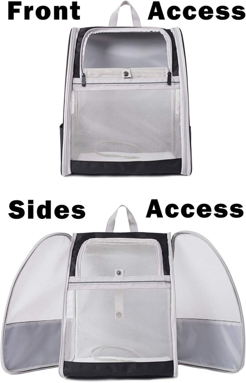 Breathable Cat Backpack Carrier - Fully Ventilated Pet Carrier for Bunnies & Small Puppies, Collapsible Airline