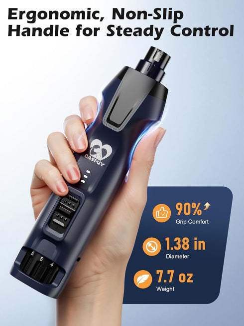 6-Speed 50%+ Trimmers 2 2000mAh 4.8V Casfuy Dog Nail Grinder Boost Power Dog Nail Quiet with Dust Cap & LED Lights