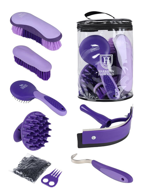 Harrison Howard Horse Grooming Kit, 7 Piece Horse Brush Set with Curry