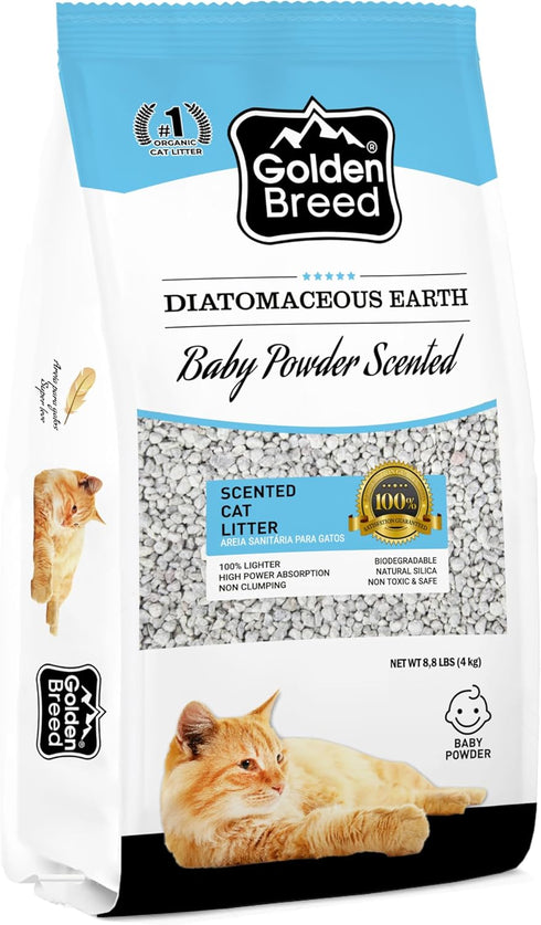 Golden Breed - Baby Powder Scented, Natural, Lightweight, Diatomaceous Earth, Non-Clumping, Superior